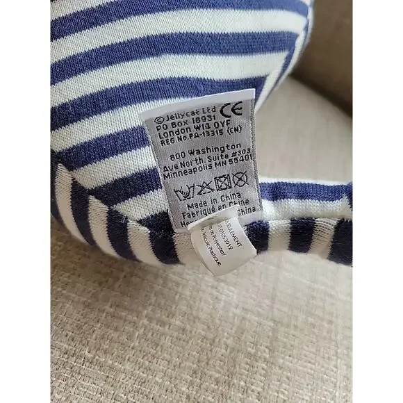 Jellycat Walter Whale Blue & White Striped Plush Rattle Stuffed Toy 9" - Picture 5 of 5